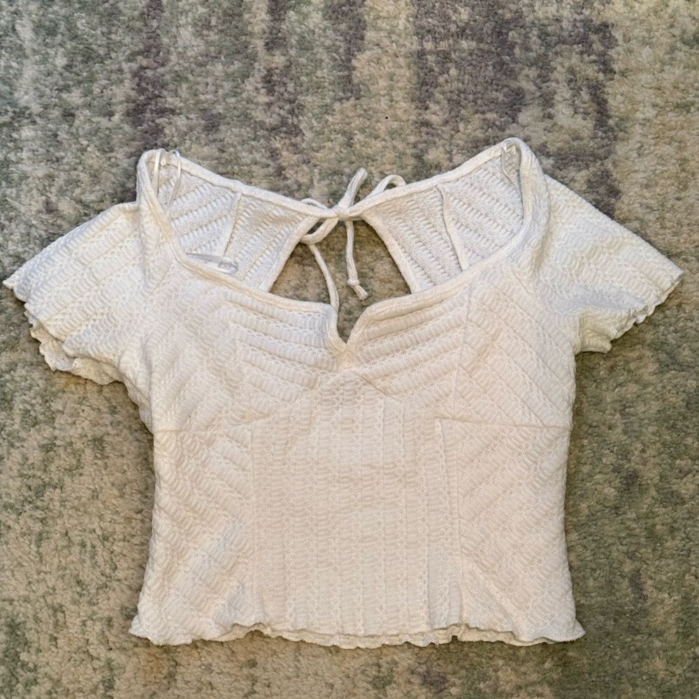 White Textured Knit Top